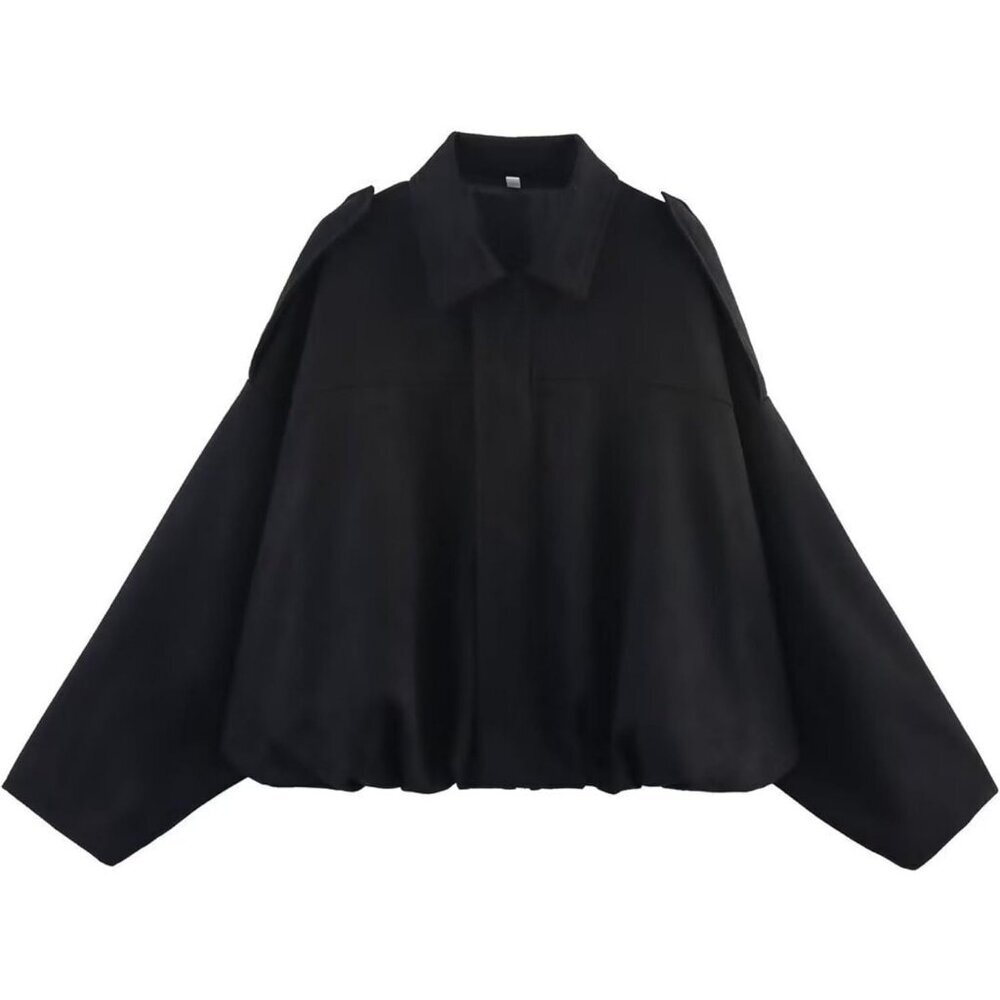 Women's Faux Fur Bomber Jacket Coat Streetwear Black Winter Warm Long Sleeves